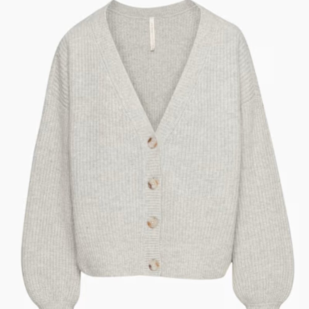 Babaton Lagoon Merino Wool Cardigan in Heather Cool Grey